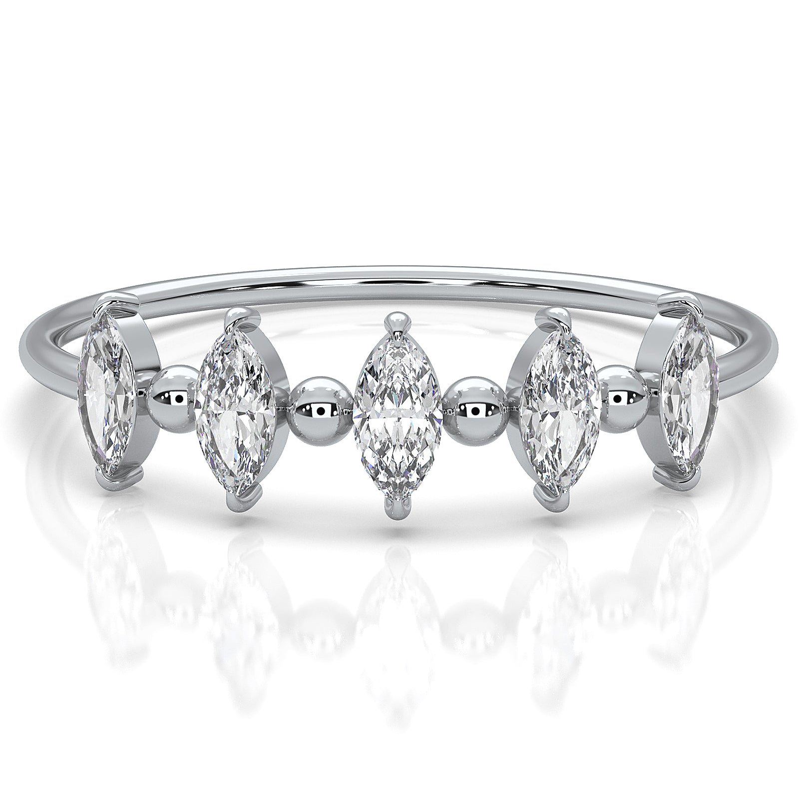 Prong Set Marquise Shape Lab Diamond Designer Ring 0.26ctw.